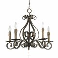 Homeroots 21.5 x 24 x 24 in. Lydia 5-Light Russet Chandelier with Melted Wax Tapers 398138